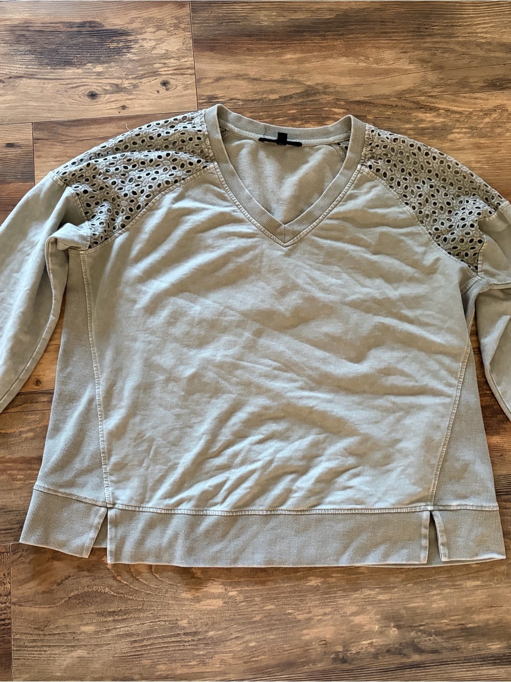 Jane and Delancey Sage Eyelet Shoulder V-Neck Pullover